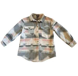 Papillon Women's Aztec Print Button Up Long Sleeve Shacket Size L